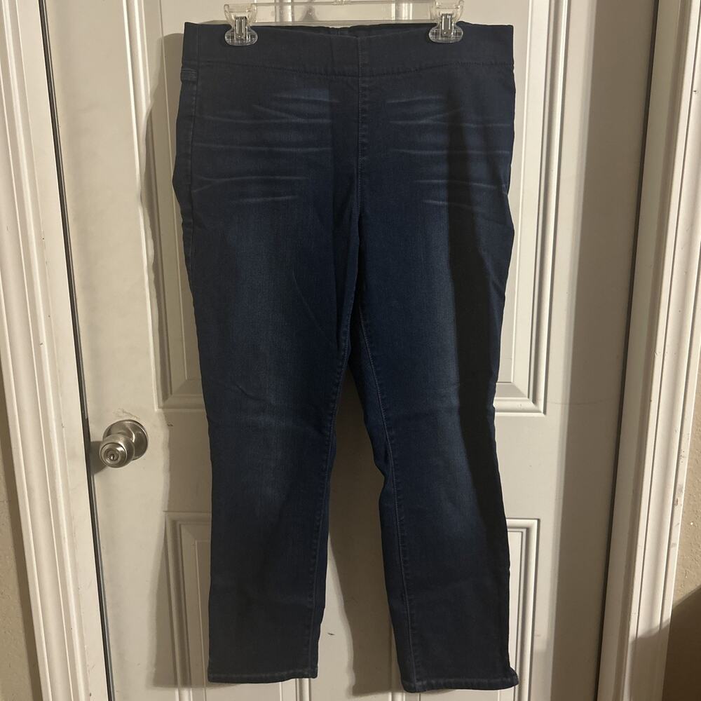 NYDJ Alina Pull On Ankle Jeans Women Sz 12 Lift X Tuck Dark Wash Elastic Waist